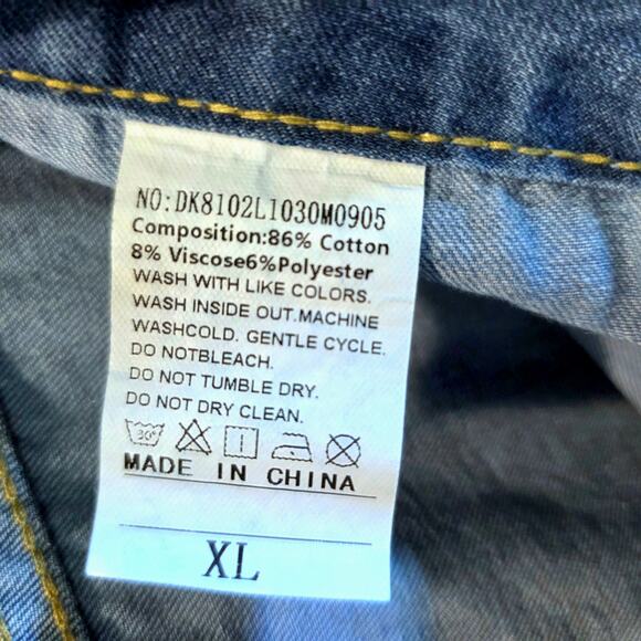 Denim Joggers Button Fly Womens Pants Sz XL Large Cargo Blue Mid Wash Cotton - Picture 10 of 12